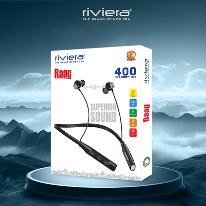 RAAG Bluetooth Neckband with 400 Hours Standby, Magnetic Earbuds, 10mm Drivers, Lightweight Design, Advanced Bluetooth Version 6.0 Type-C Fast Interface | Black