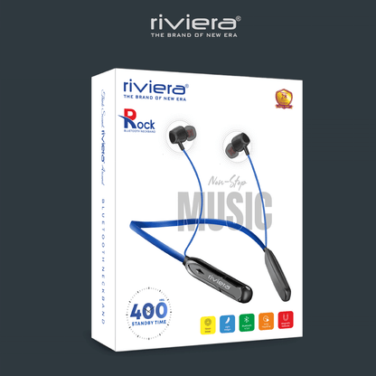 ROCK Neckband Bluetooth Headphones, in-Ear Wireless Earbuds Ultra-Lightweight 45 Hrs Playtime / 400H Standby Time Deep Bass Headset Magnetic Buds with Mic & Type C Charging | Blue