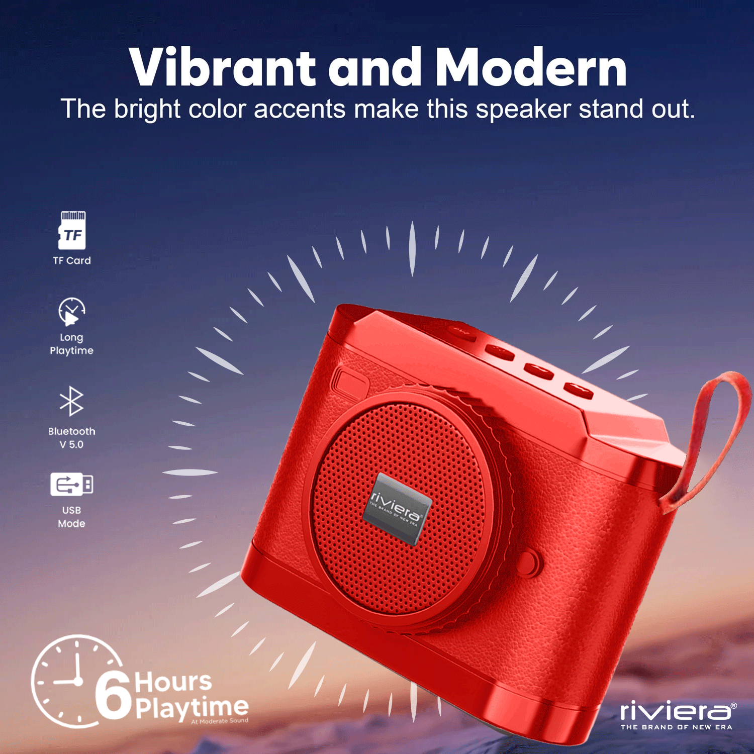 Spark 12W Camera Design Bluetooth Speaker | Portable Wireless Speaker with FM Radio, TF Card & USB Mode | 6 Hours Playtime | Bluetooth V5.0 | Deep Bass & Clear Sound - Red