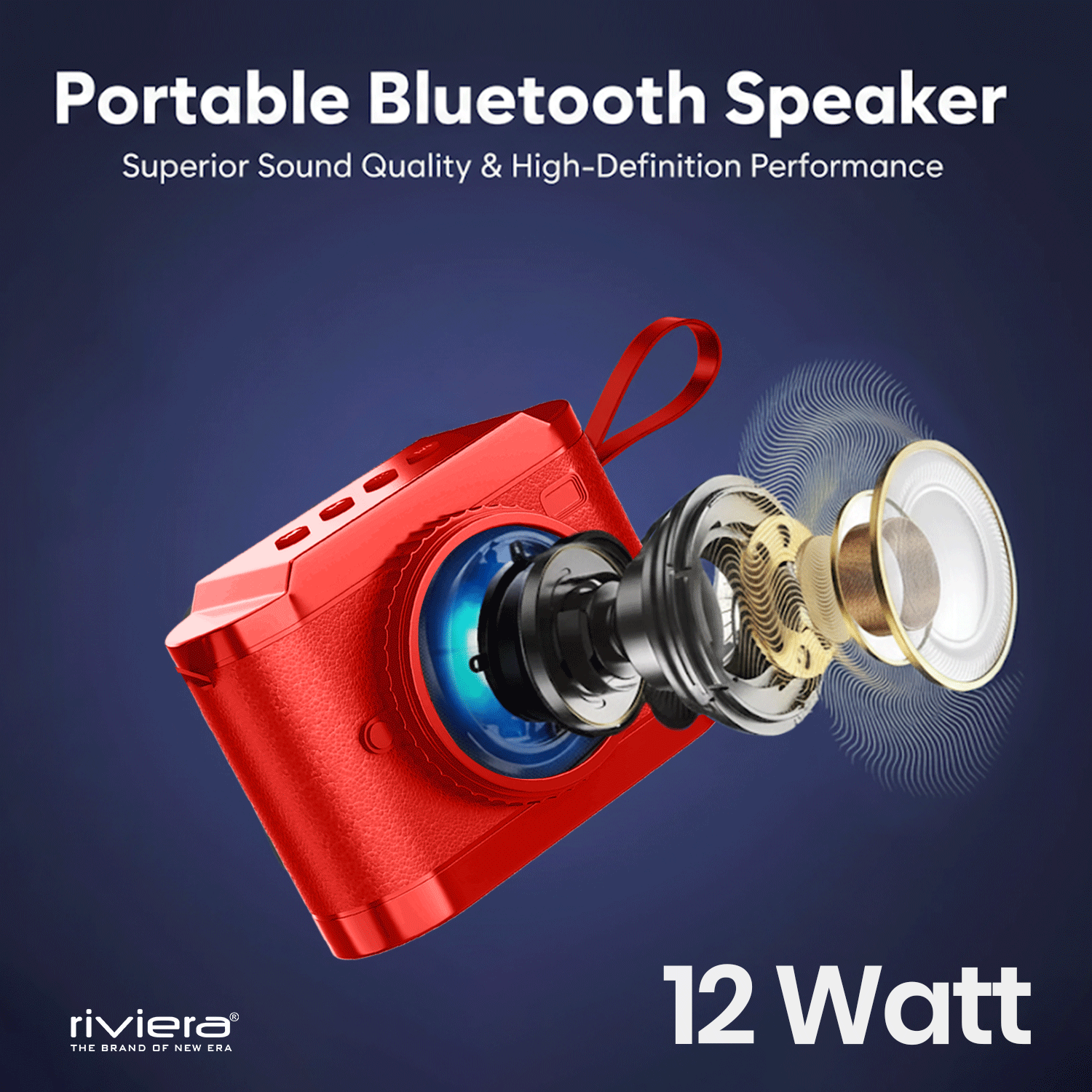 Spark 12W Camera Design Bluetooth Speaker | Portable Wireless Speaker with FM Radio, TF Card & USB Mode | 6 Hours Playtime | Bluetooth V5.0 | Deep Bass & Clear Sound - Red