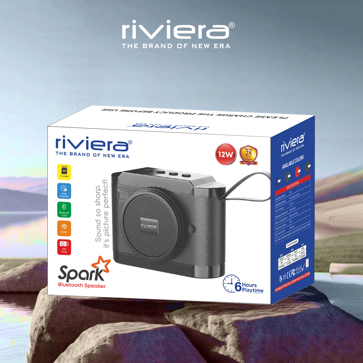 Spark 12W Camera Design Bluetooth Speaker | Portable Wireless Speaker with FM Radio, TF Card & USB Mode | 6 Hours Playtime | Bluetooth V5.0 | Deep Bass & Clear Sound - Red