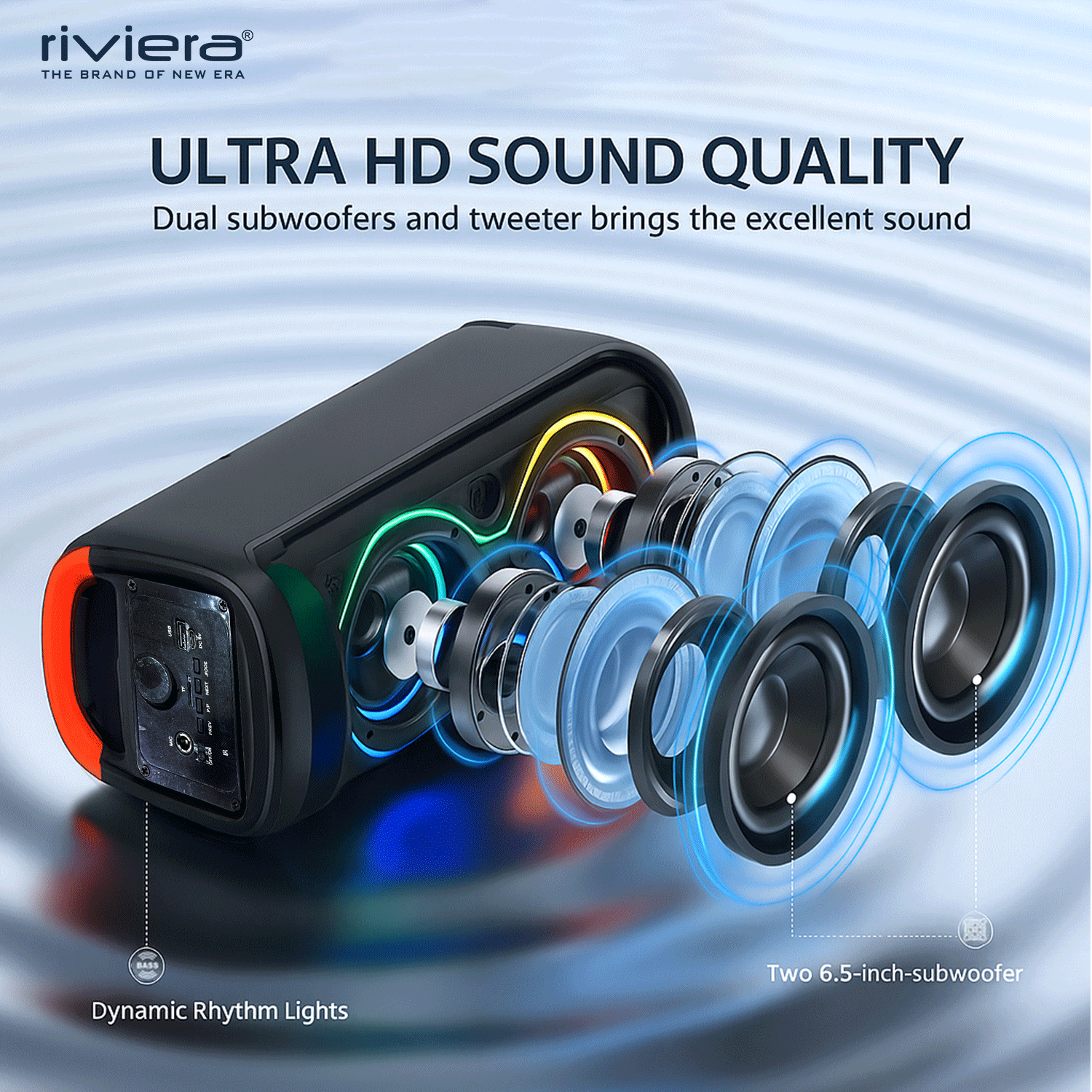 Swag 40W Bluetooth V5.0 Speaker With Wire Karaoke Mic | RGB Lights | 1800mAh Battery | TWS, USB, FM, AUX, TF Card Support - Black