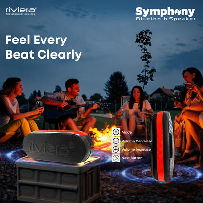 Symphony 25W Bluetooth Speaker | 6 Hrs Playtime | Wireless Portable Speaker with TF Card, USB, AUX & Mobile Stand - Black